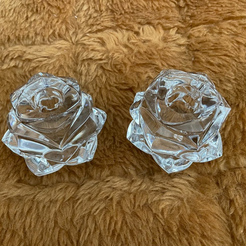 🎉Host  Pick 🎉Gorham Crystal Rose Petal Candleholders